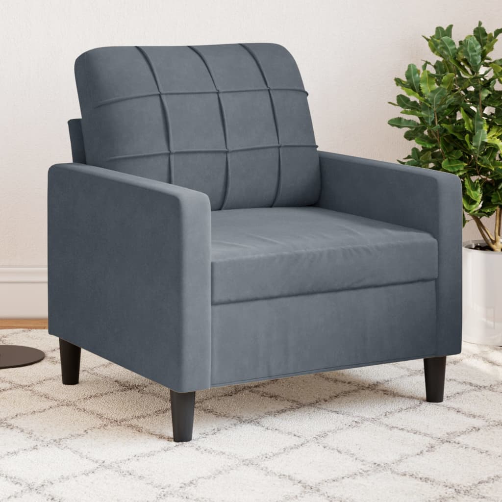 Vidaxl fauteuil 60 cm fluweel donkergrijs