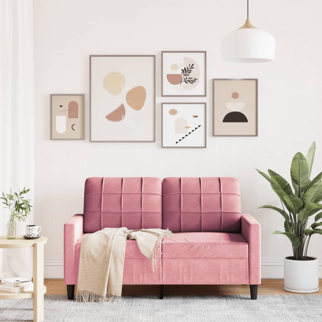 Vidaxl tweezitsbank 120 cm fluweel roze