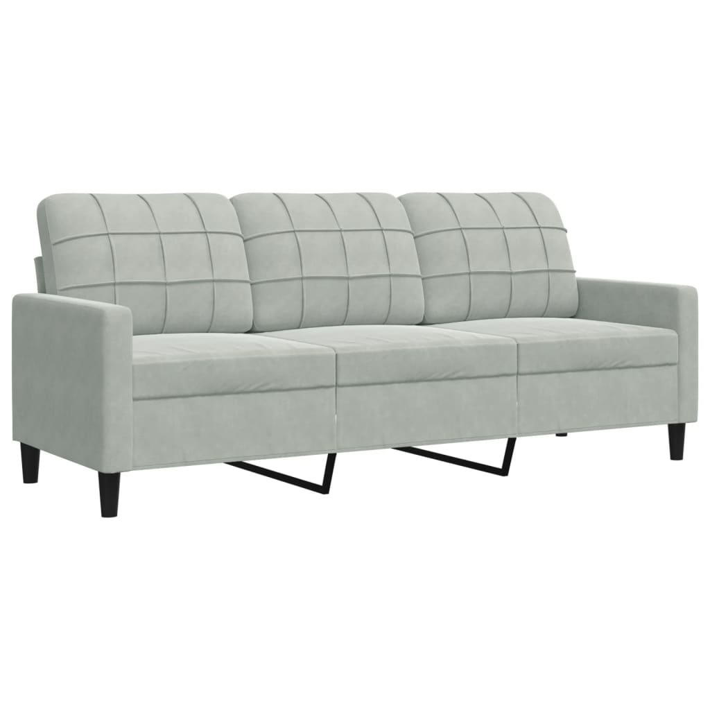 Vidaxl driezitsbank 180 cm fluweel lichtgrijs