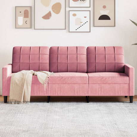 Vidaxl driezitsbank 180 cm fluweel roze