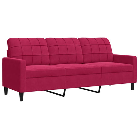Vidaxl driezitsbank 180 cm fluweel wijnrood