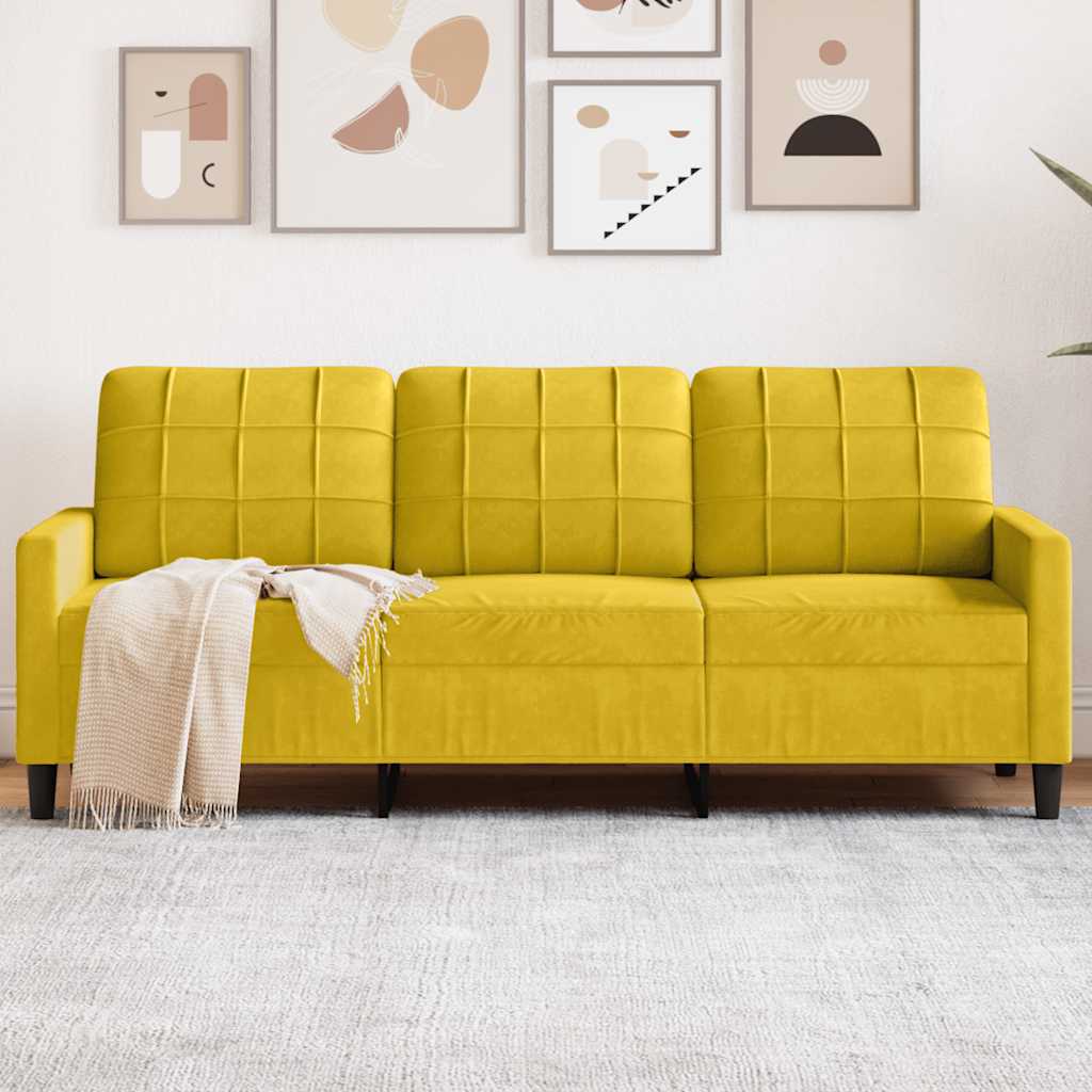 Vidaxl driezitsbank 180 cm fluweel geel