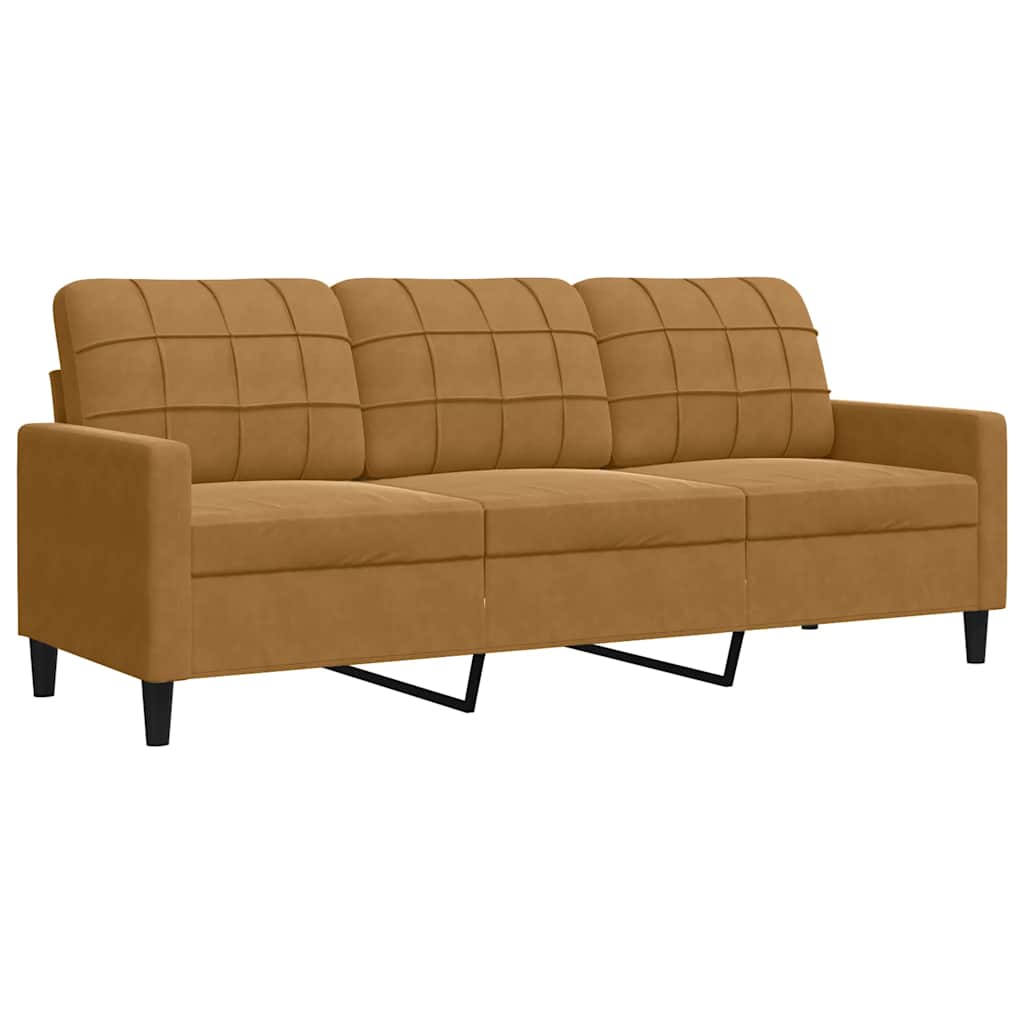 Vidaxl driezitsbank 180 cm fluweel bruin