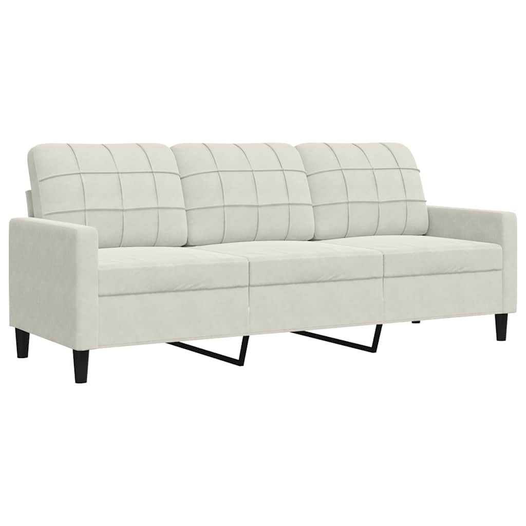 Vidaxl driezitsbank 180 cm fluweel crèmekleurig