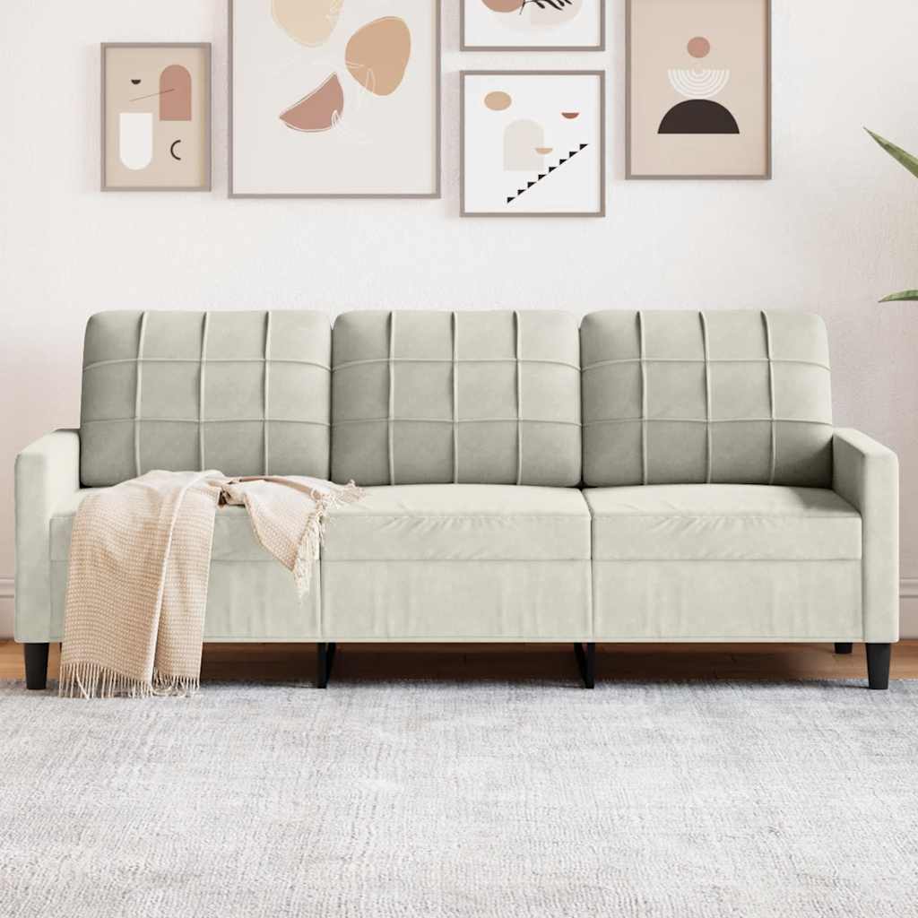Vidaxl driezitsbank 180 cm fluweel crèmekleurig