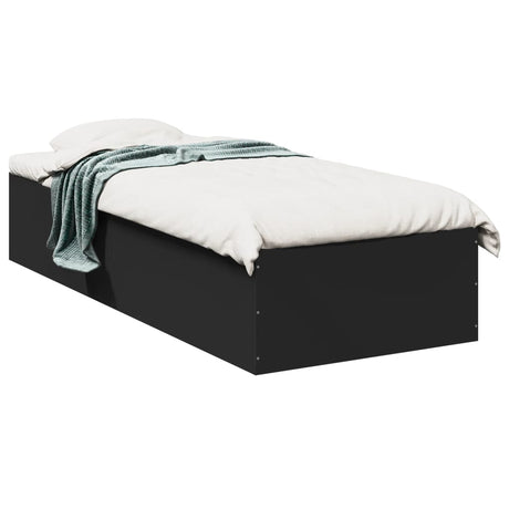 Vidaxl bedframe bewerkt hout zwart 75x190 cm