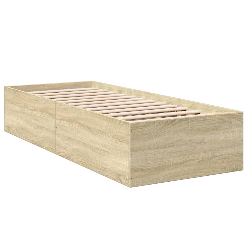 Vidaxl bedframe zonder matras hout sonoma eikenkleurig 75x190 cm