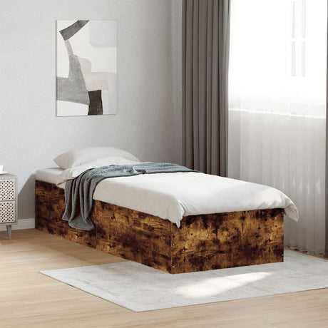 Vidaxl bedframe zonder matras hout gerookt eikenkleurig 75x190 cm