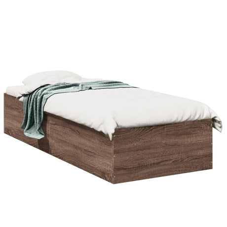 Vidaxl bedframe zonder matras bewerkt hout bruin eikenkleur 75x190 cm