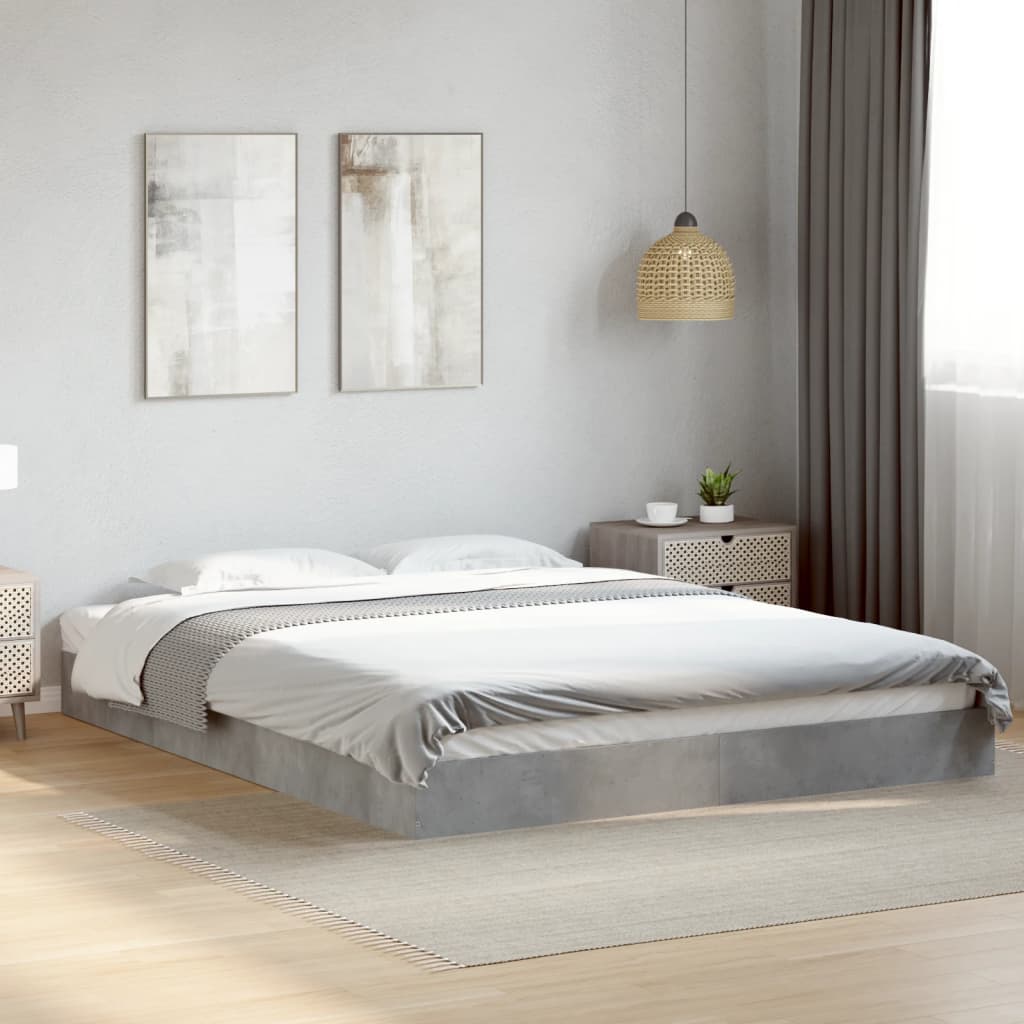 Vidaxl bedframe bewerkt hout betongrijs 160x200 cm