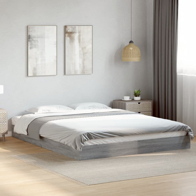 Vidaxl bedframe zonder matras 160x200 cm spaanplaat grijs sonoma
