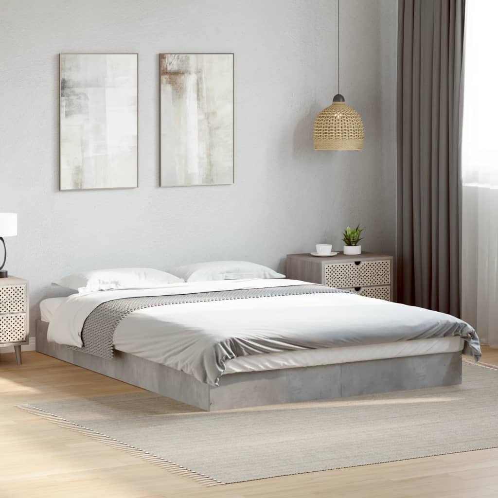 Vidaxl bedframe bewerkt hout betongrijs 140x200 cm