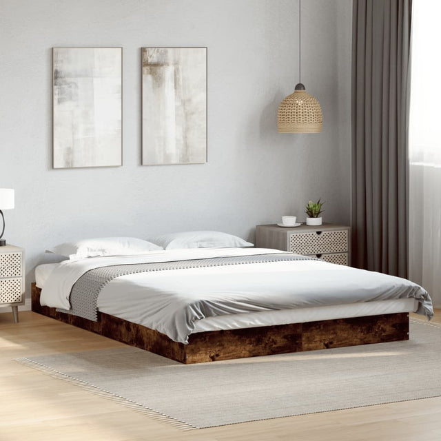 Vidaxl bedframe zonder matras hout gerookt eikenkleurig 140x200 cm