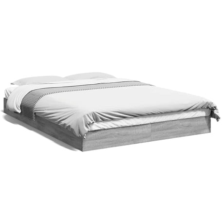 Vidaxl bedframe bewerkt hout grijs sonoma eikenkleurig 140x200 cm