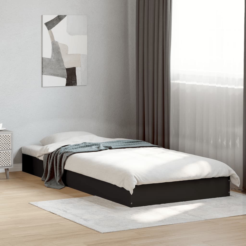 Vidaxl bedframe bewerkt hout zwart 75x190 cm