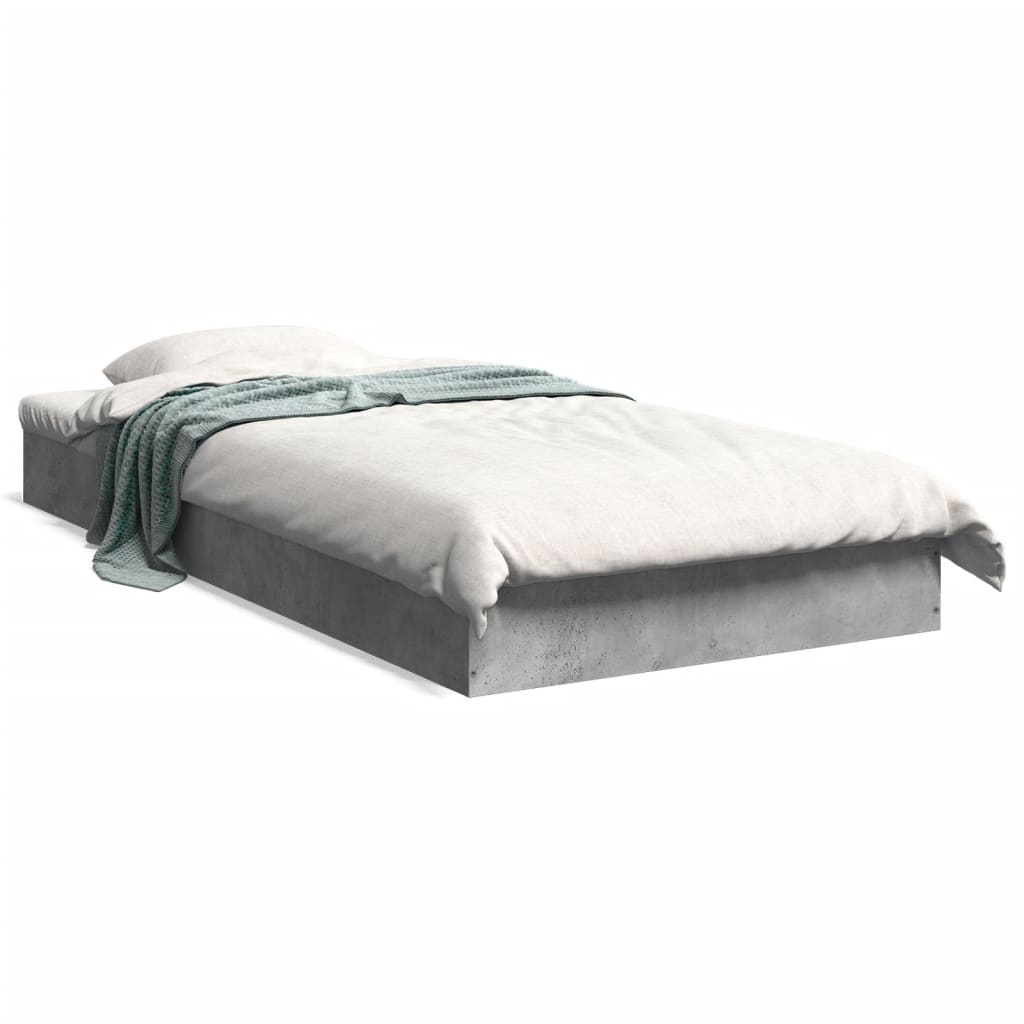 Vidaxl bedframe bewerkt hout betongrijs 75x190 cm