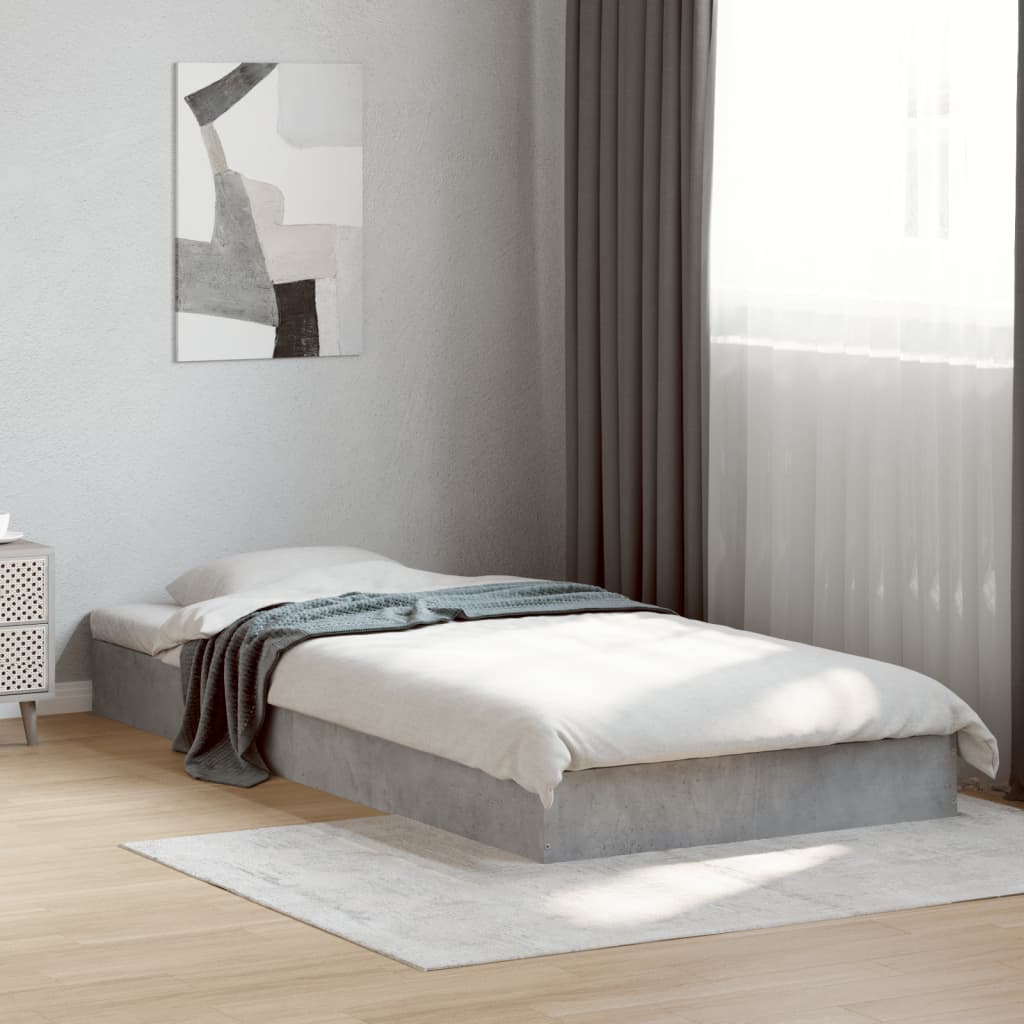 Vidaxl bedframe bewerkt hout betongrijs 75x190 cm