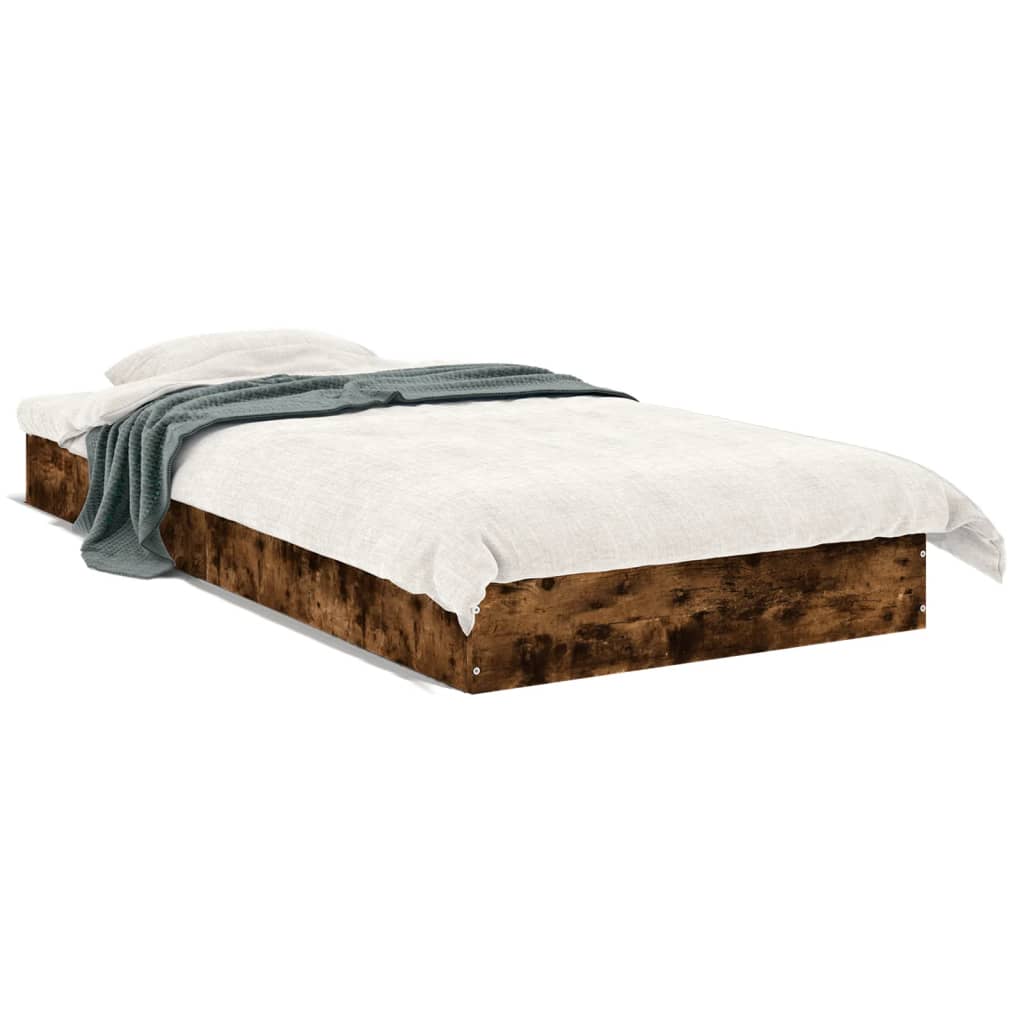 Vidaxl bedframe zonder matras hout gerookt eikenkleurig 75x190 cm