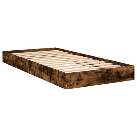 Vidaxl bedframe zonder matras hout gerookt eikenkleurig 75x190 cm