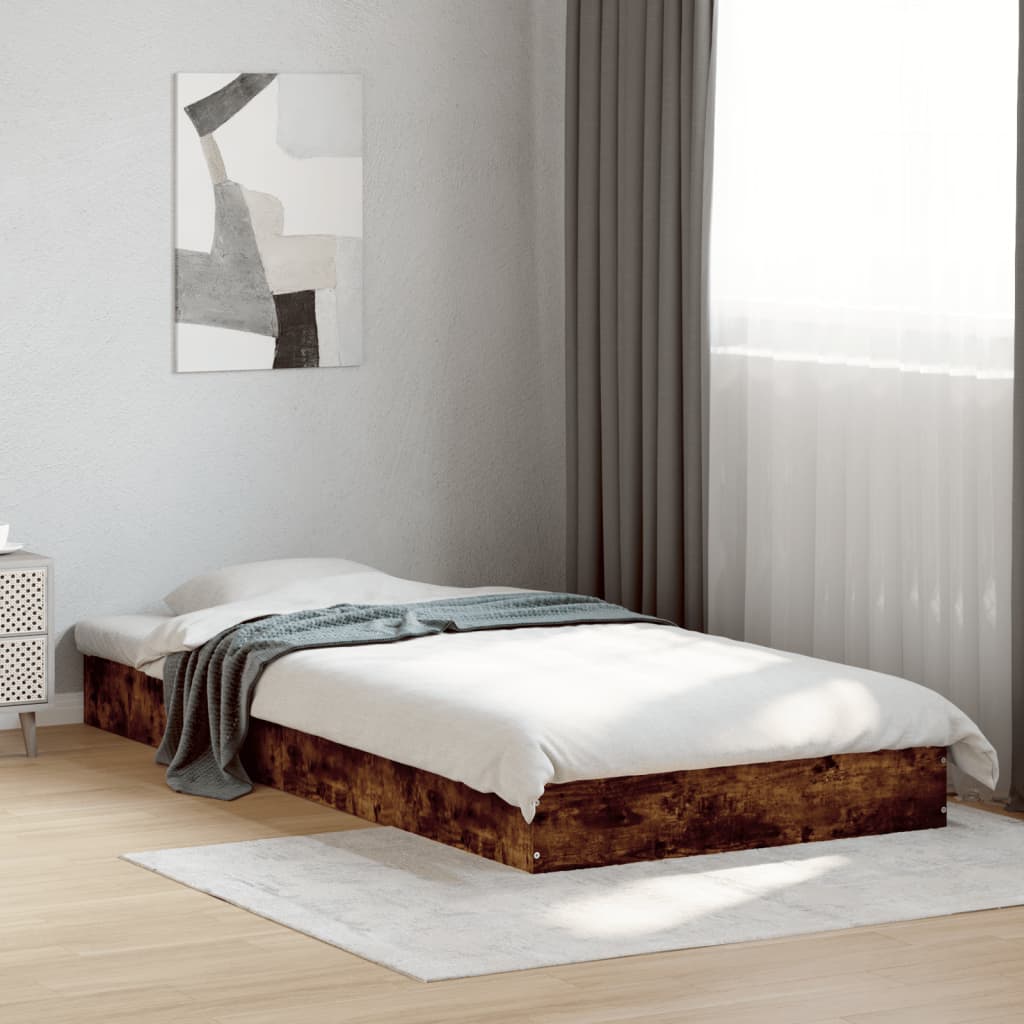 Vidaxl bedframe zonder matras hout gerookt eikenkleurig 75x190 cm