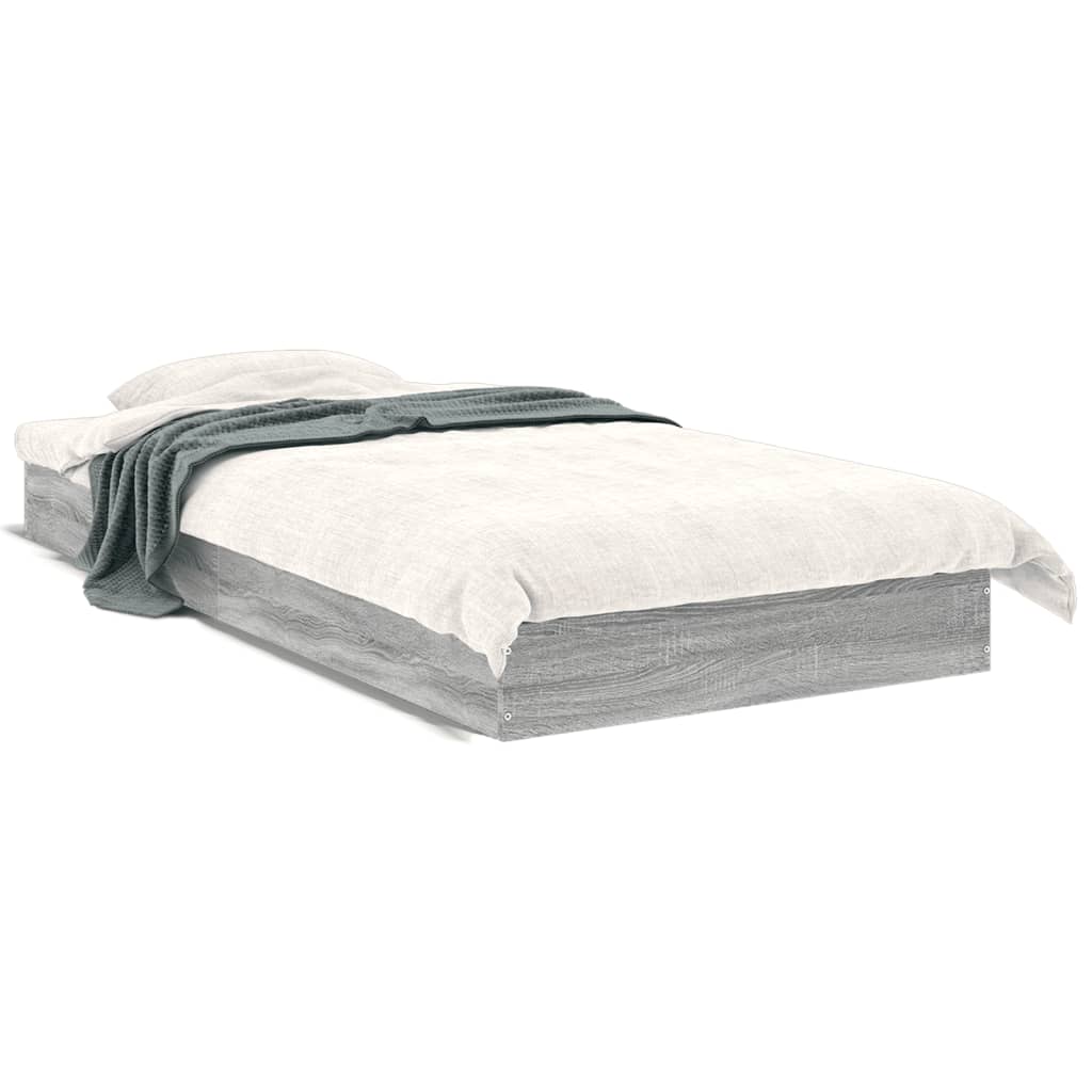 Vidaxl bedframe bewerkt hout grijs sonoma eikenkleurig 75x190 cm