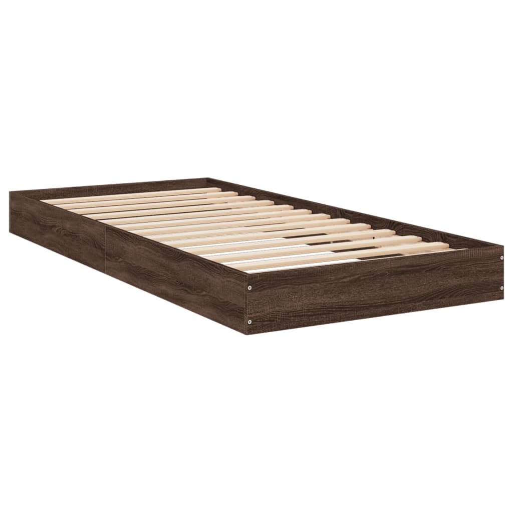 Vidaxl bedframe zonder matras bewerkt hout bruin eikenkleur 75x190 cm