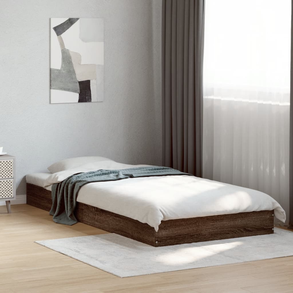 Vidaxl bedframe zonder matras bewerkt hout bruin eikenkleur 75x190 cm