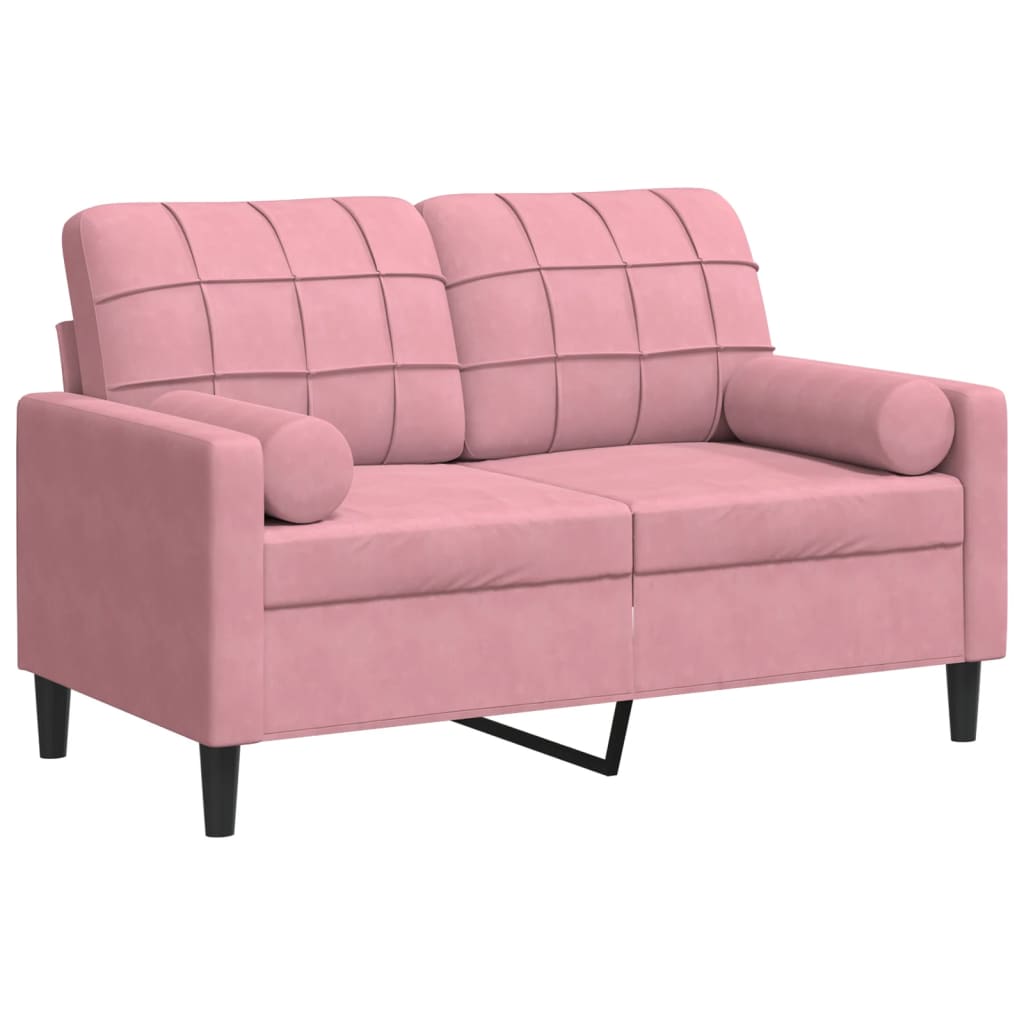 Vidaxl tweezitsbank met sierkussens 120 cm fluweel roze