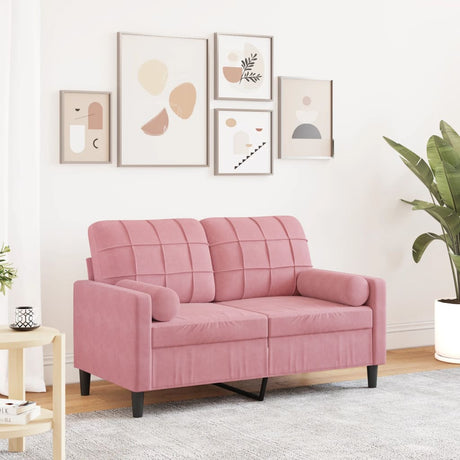 Vidaxl tweezitsbank met sierkussens 120 cm fluweel roze