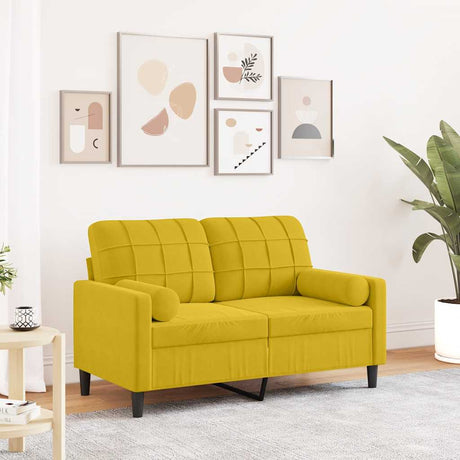 Vidaxl tweezitsbank met sierkussens 120 cm fluweel geel