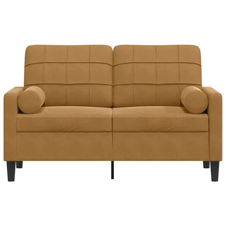 Vidaxl tweezitsbank met sierkussens 120 cm fluweel bruin
