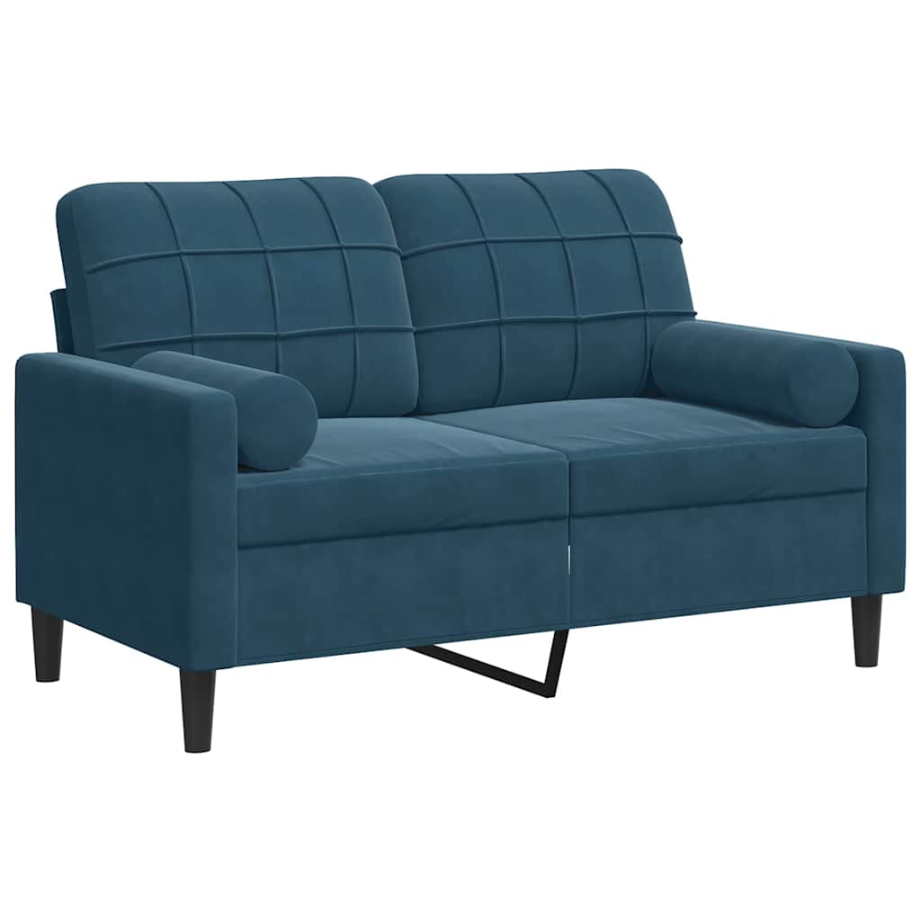 Vidaxl tweezitsbank met sierkussens 120 cm fluweel blauw