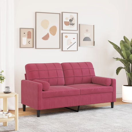 Vidaxl tweezitsbank met sierkussens 140 cm fluweel wijnrood