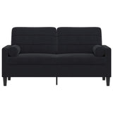 Vidaxl tweezitsbank met sierkussens 140 cm fluweel zwart