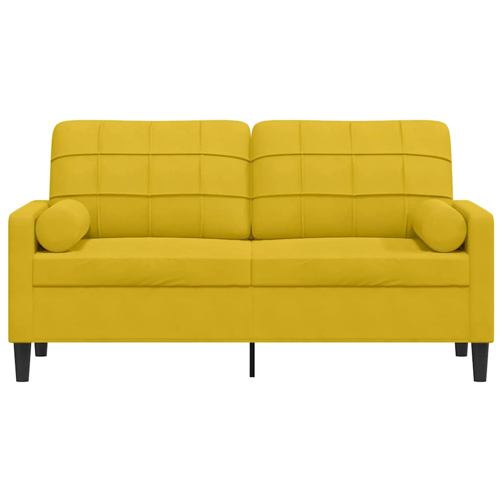 Vidaxl tweezitsbank met sierkussens 140 cm fluweel geel