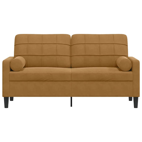 Vidaxl tweezitsbank met sierkussens 140 cm fluweel bruin