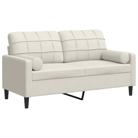 Vidaxl tweezitsbank met sierkussens 140 cm fluweel crèmekleurig