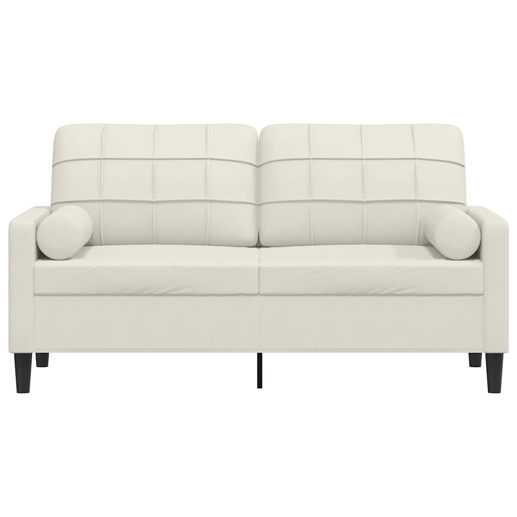 Vidaxl tweezitsbank met sierkussens 140 cm fluweel crèmekleurig