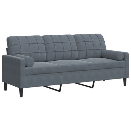 Vidaxl driezitsbank met sierkussens 180 cm fluweel donkergrijs