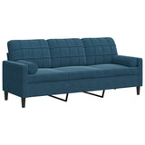 Vidaxl driezitsbank met sierkussens 180 cm fluweel blauw