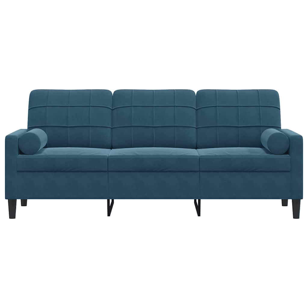 Vidaxl driezitsbank met sierkussens 180 cm fluweel blauw