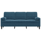 Vidaxl driezitsbank met sierkussens 180 cm fluweel blauw