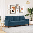 Vidaxl driezitsbank met sierkussens 180 cm fluweel blauw
