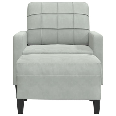 Vidaxl fauteuil met voetenbank 60 cm fluweel lichtgrijs