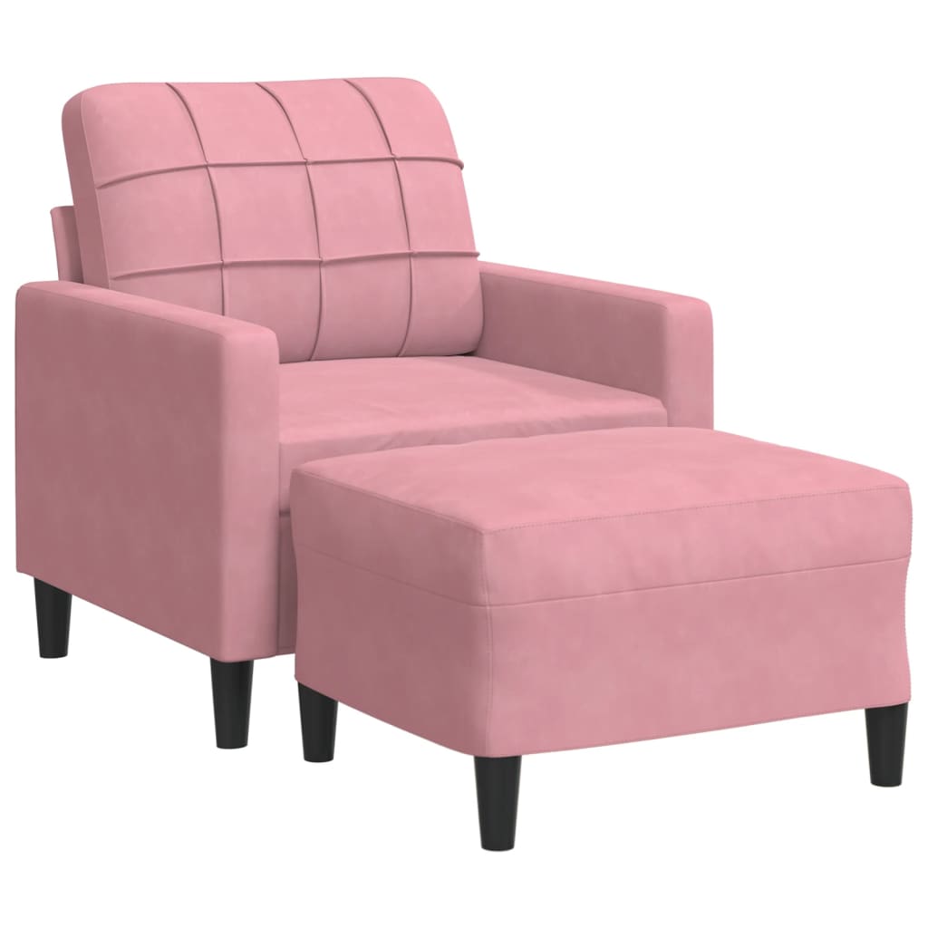 Vidaxl fauteuil met voetenbank 60 cm fluweel roze