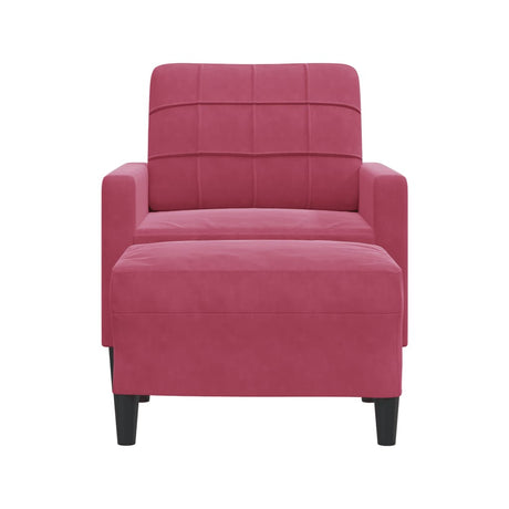 Vidaxl fauteuil met voetenbank 60 cm fluweel wijnrood