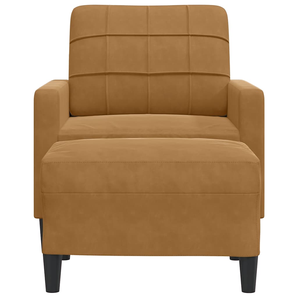 Vidaxl fauteuil met voetenbank 60 cm fluweel bruin