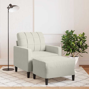 Vidaxl fauteuil met voetenbank 60 cm fluweel crèmekleurig