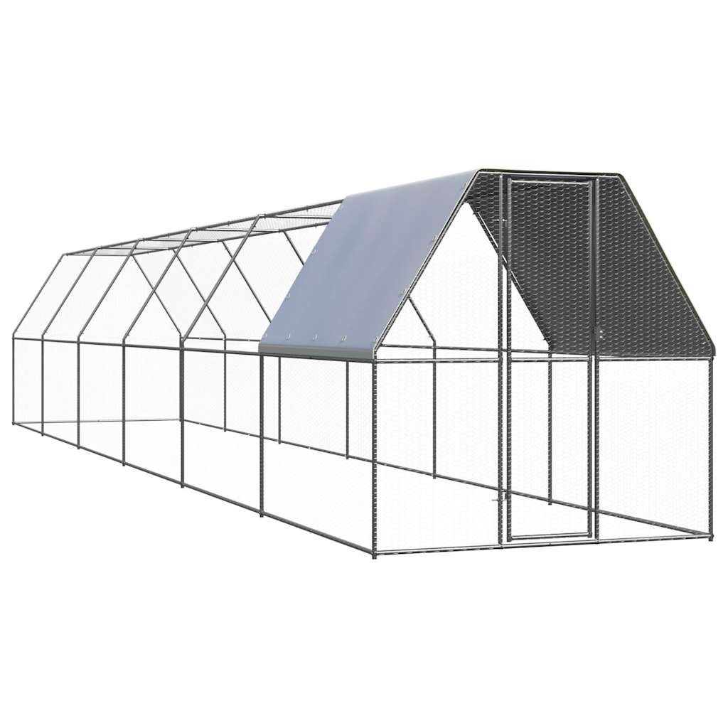 Vidaxl Chicken Coop 2x12x2 M Galvanized Steel