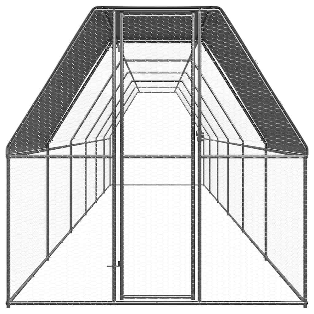 Vidaxl Chicken Coop 2x12x2 M Galvanized Steel